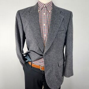 American Trend Men's Tweed Sport‎ Coat Blazer Two Button Herringbone Wool 44S